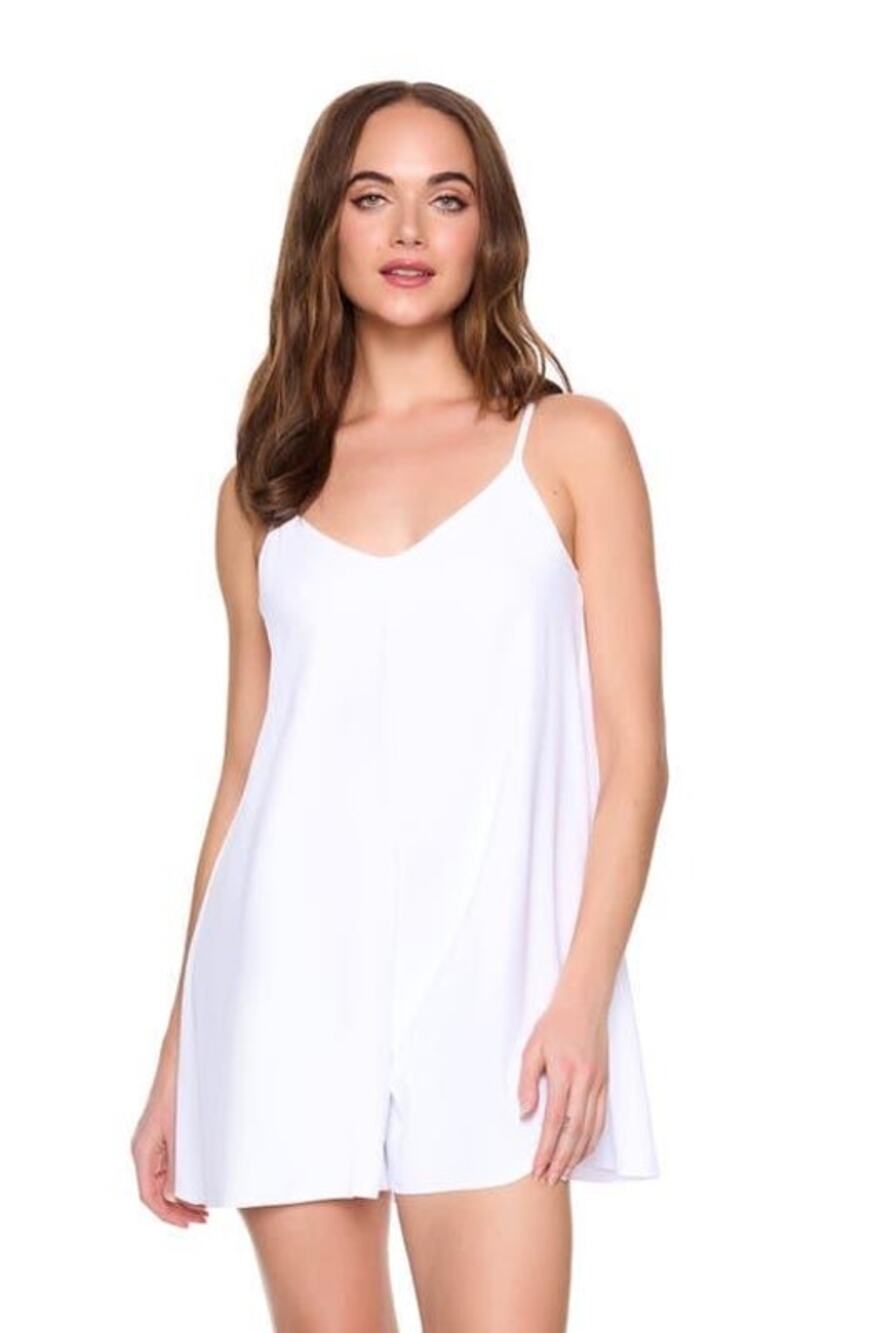NWT Susana Monaco Sz S Sugar White String Cami Sleeveless Relaxed Jersey Romper